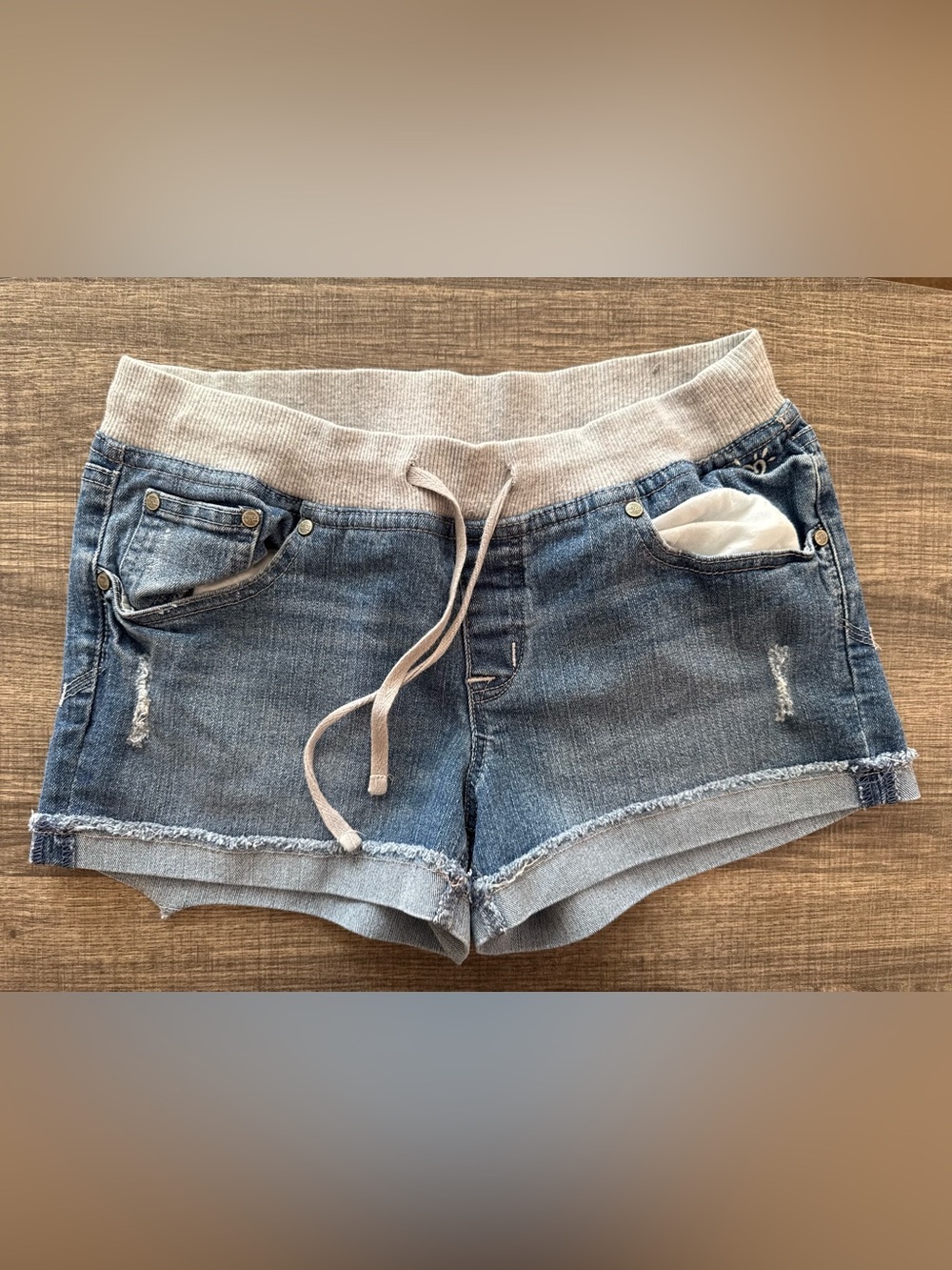 Justice Blue Denim Jean Shorts with Drawstring Waistband
